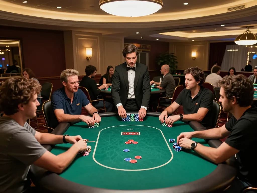 Exciting poker gameplay at C168 casino with players engaging at green felt tables.