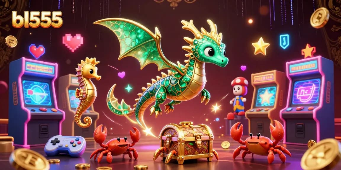 Experience thrilling gameplay at bl555 with an elegant sea dragon and royal guards amidst vibrant gaming elements.