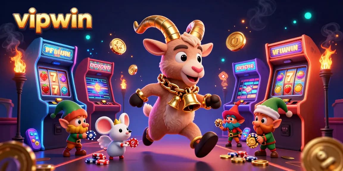 Experience the thrilling excitement of vipwin in a vibrant casino scene filled with characters and gaming elements.