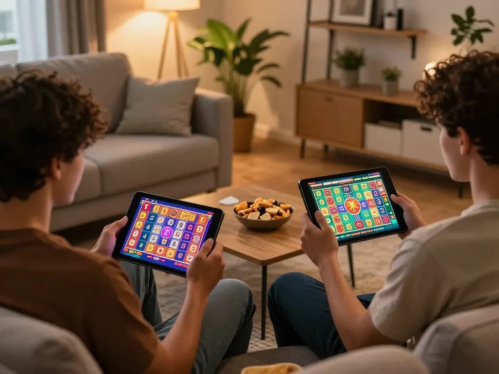 Engaging in exciting gameplay as players tải hitclub on tablets, enjoying a cozy online casino experience.