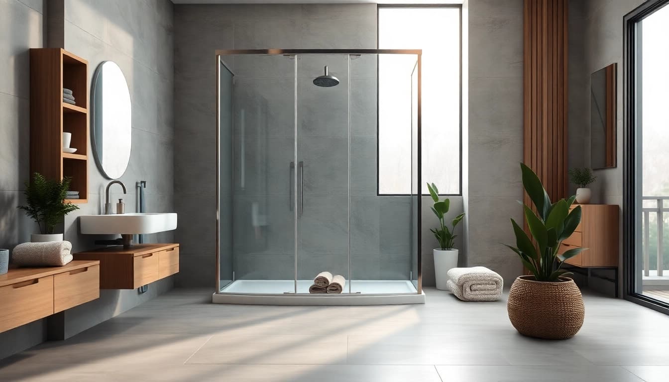 Erleben Sie die sonni Duschkabine 90x90 in einem modernen Badezimmer mit eleganten Fliesen und einer einladenden Atmosphäre.