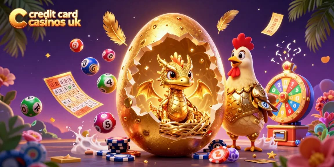 Experience the excitement at credit card casinos UK with a golden dragon and dynamic gambling elements.