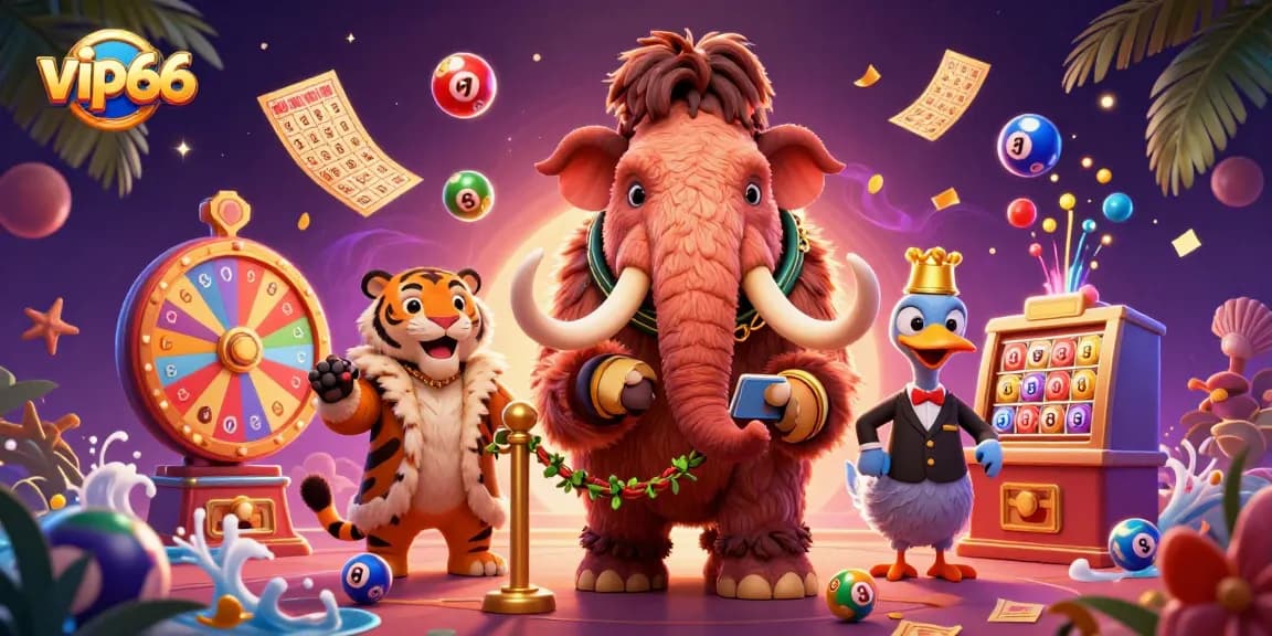 Experience the excitement of vip66 with a vibrant 3D illustration of a casino scene filled with dynamic elements.