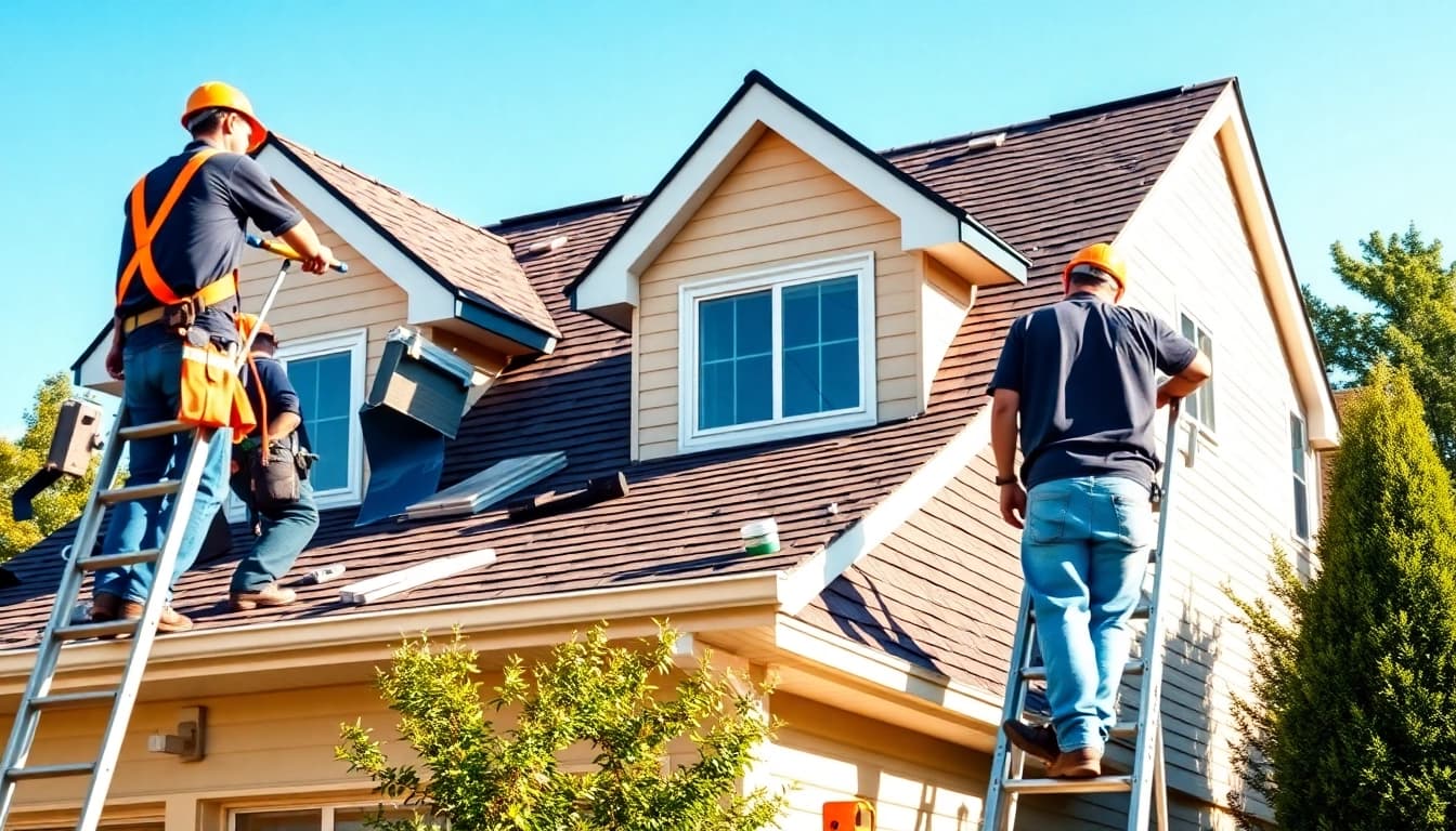 South Jersey roofing installation showcasing skilled workers completing a home project.
