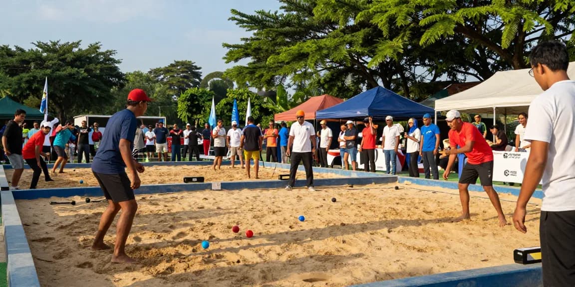 Petanque players at FOPI Kota Makassar event showcasing community engagement.
