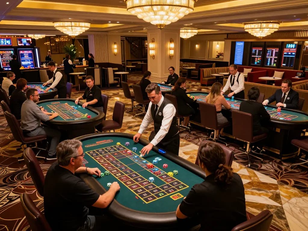 Experience thrilling gameplay at 789wincom.town with roulette tables and players engaged in high-stakes betting.