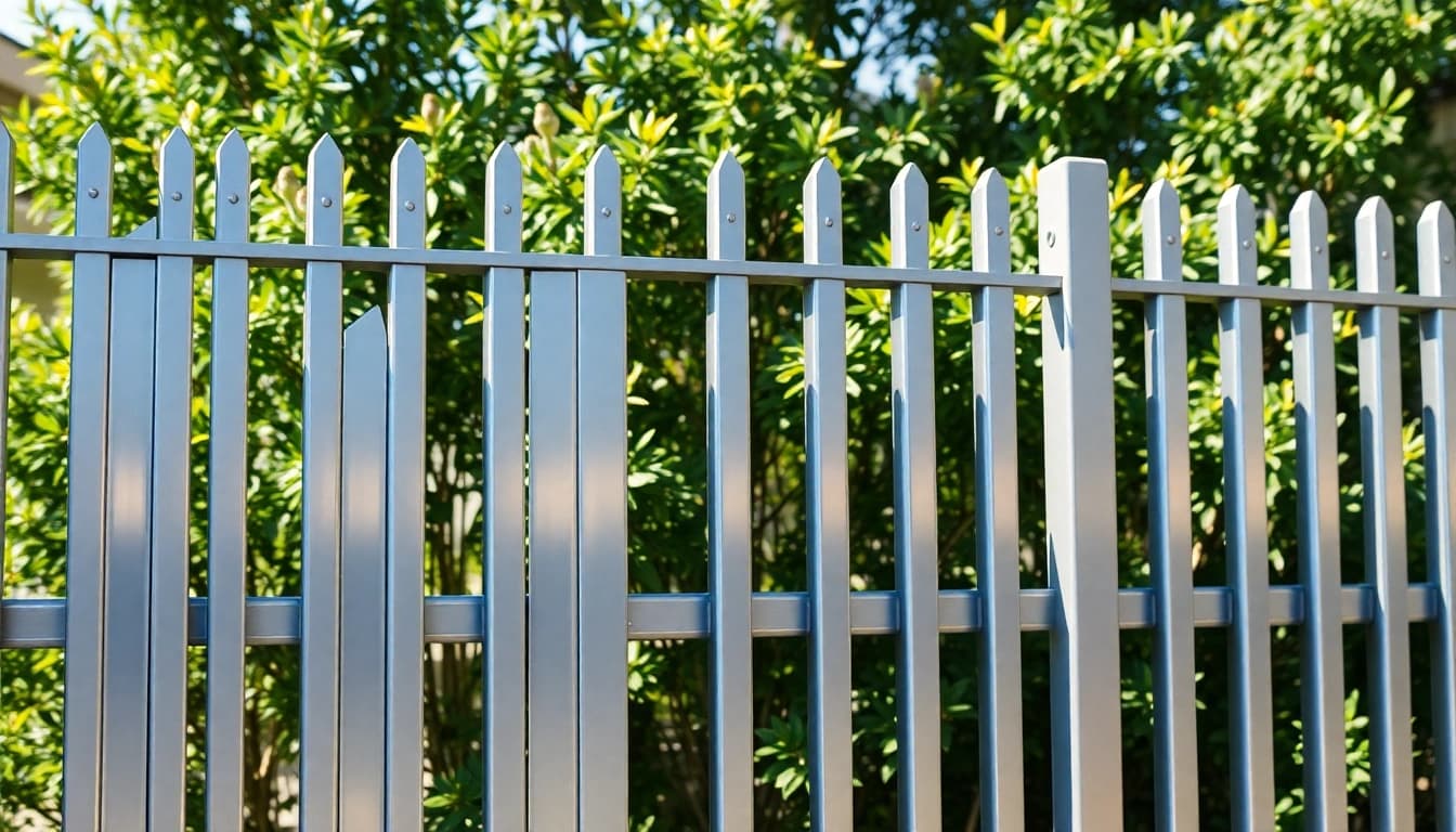 View of durable metal fence panels from www.metalfencepanels.co.uk in a vibrant garden setting.