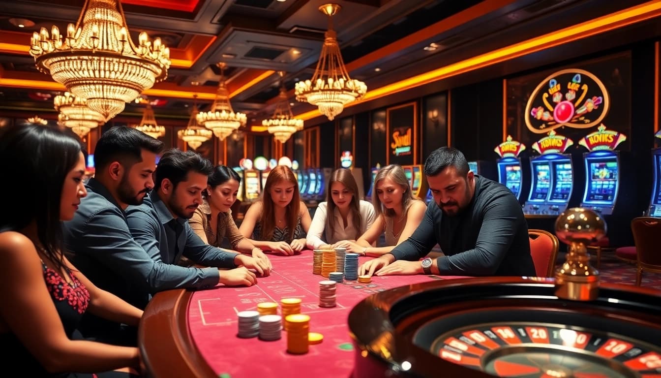 Glimpse at the thrilling atmosphere of MB66.nyc casino with players engaged in gambling.
