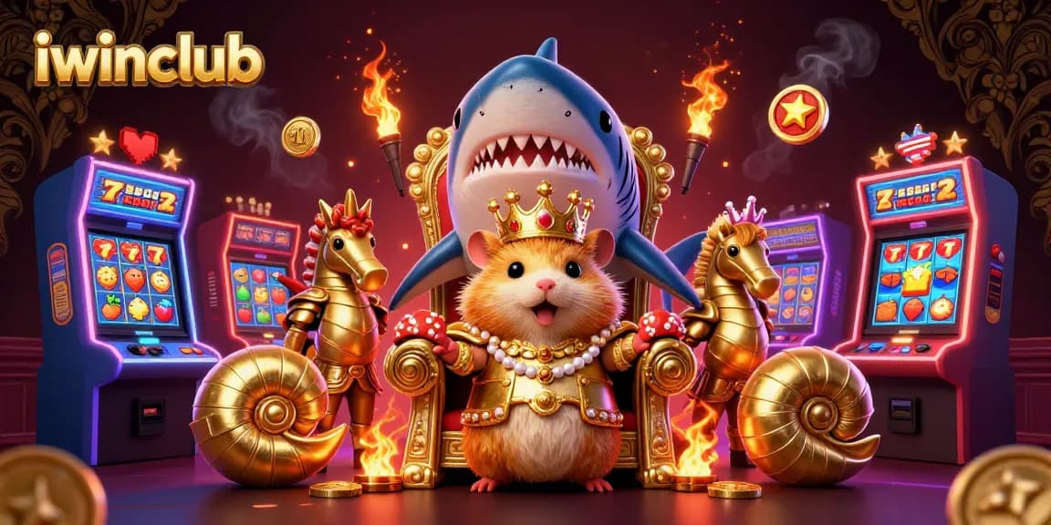 Experience the excitement of iwinclub with the hamster king and casino elements in this vibrant 3D scene.