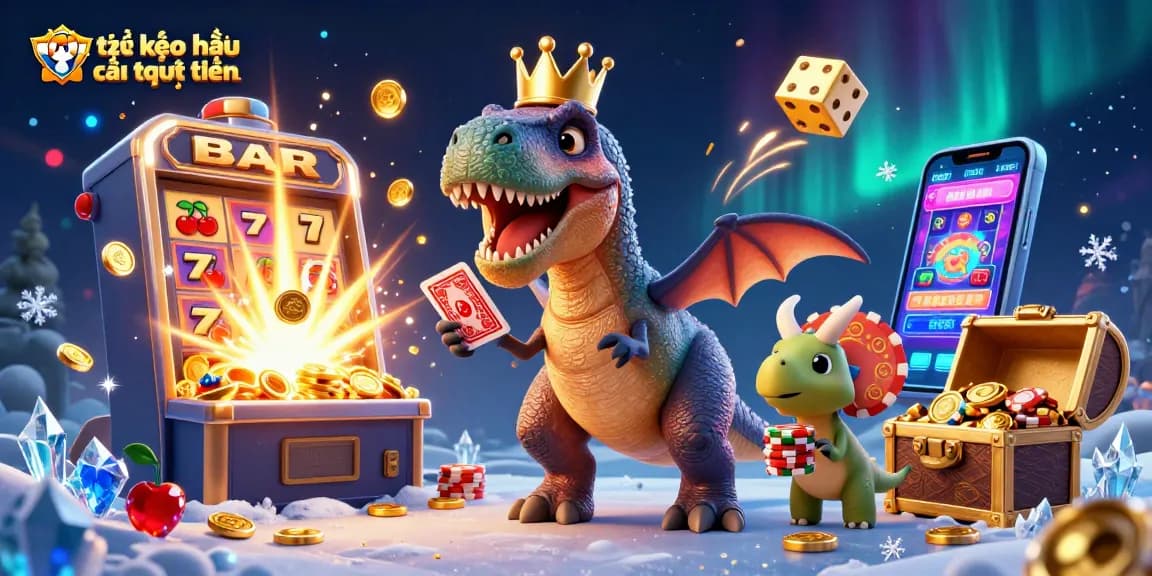Experience the excitement with tỷ lệ kèo nhà cái trực tuyến as animated characters engage in thrilling casino action.