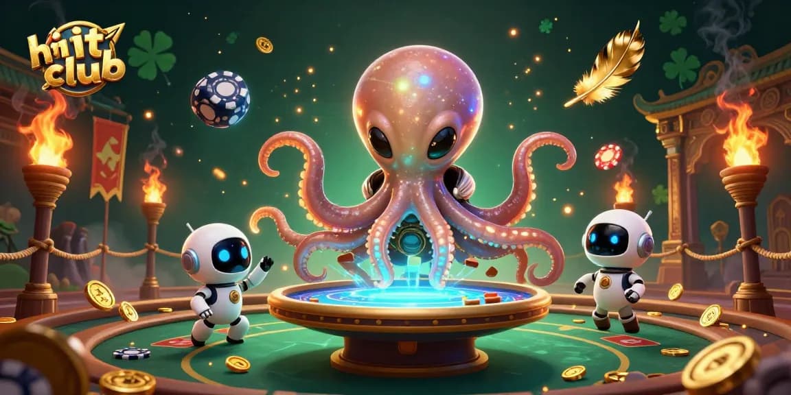 Engage with the hit club interactive gaming scene featuring an alien octopus at a poker table.