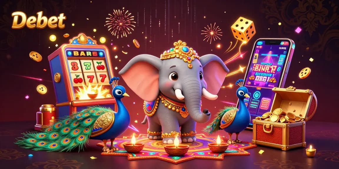 Experience the exciting casino atmosphere with Debet, featuring vibrant characters and jackpot elements.