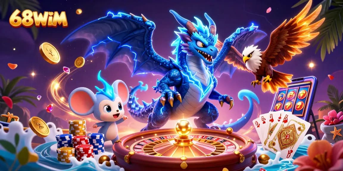 Engage in thrilling gameplay with 68WIM, featuring dynamic dragons and poker excitement.
