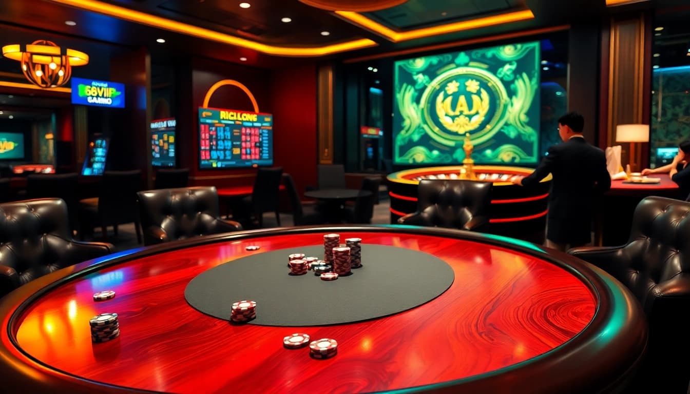 An engaging scene of high-stakes poker at Nhà Cái 68VIP online casino, showcasing excitement and elegance.