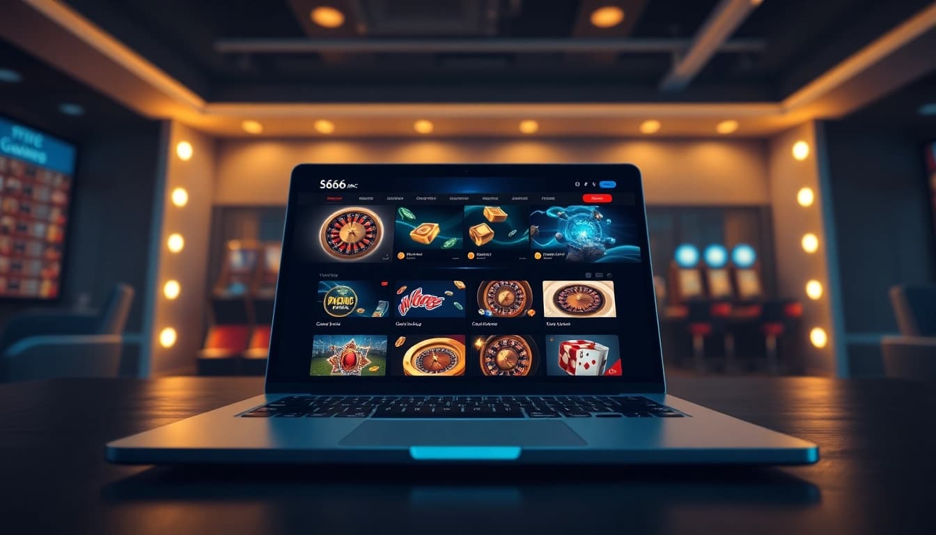 S666.nyc online gambling platform showing casino games on a laptop