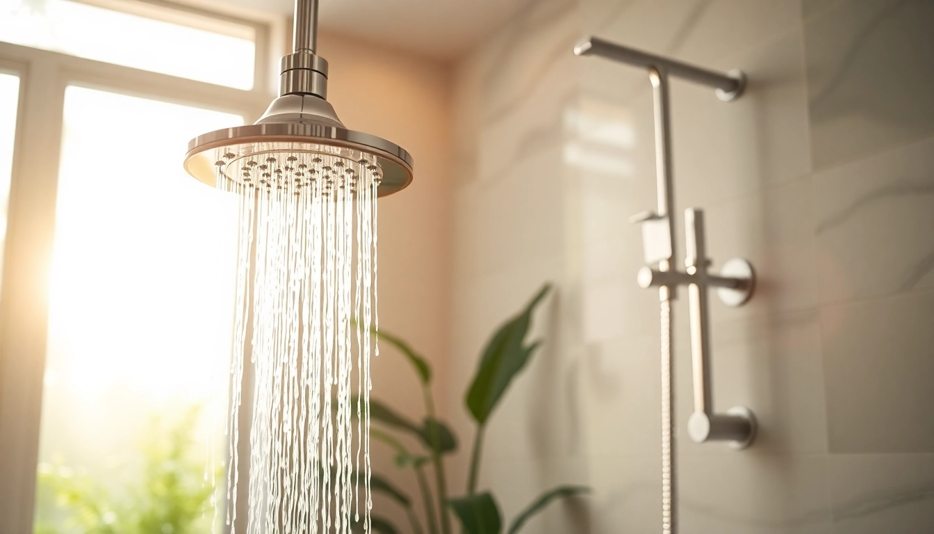 Experience elegant showers in a luxurious bathroom with modern fixtures and natural lighting.