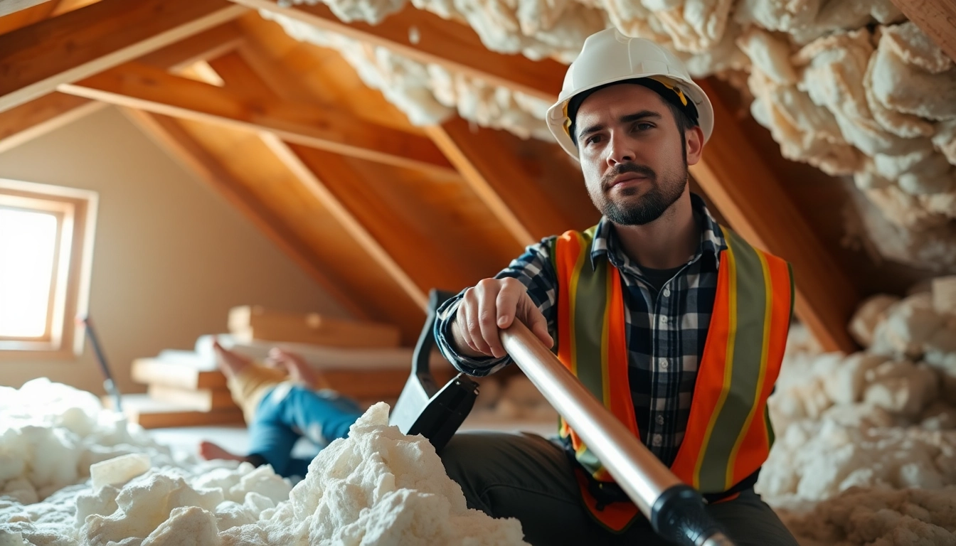 Expert performing roof spray foam insulation removal in an attic environment.