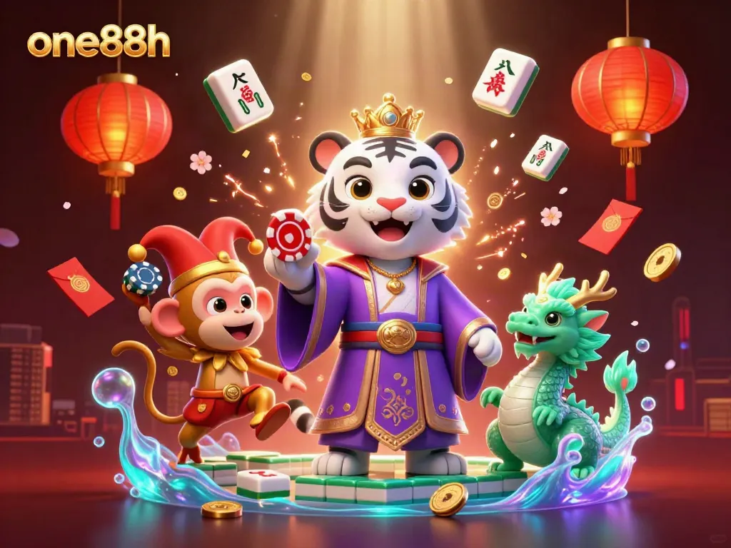 Experience the excitement of one88h's vibrant casino world with lively characters and gaming elements.