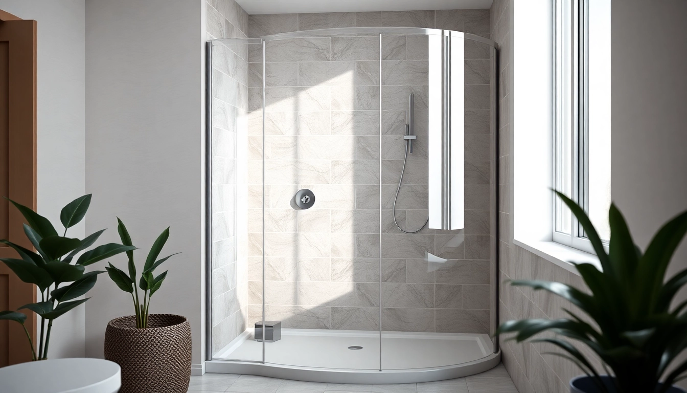 Elegant corner shower screen frameless displayed in a modern bathroom.