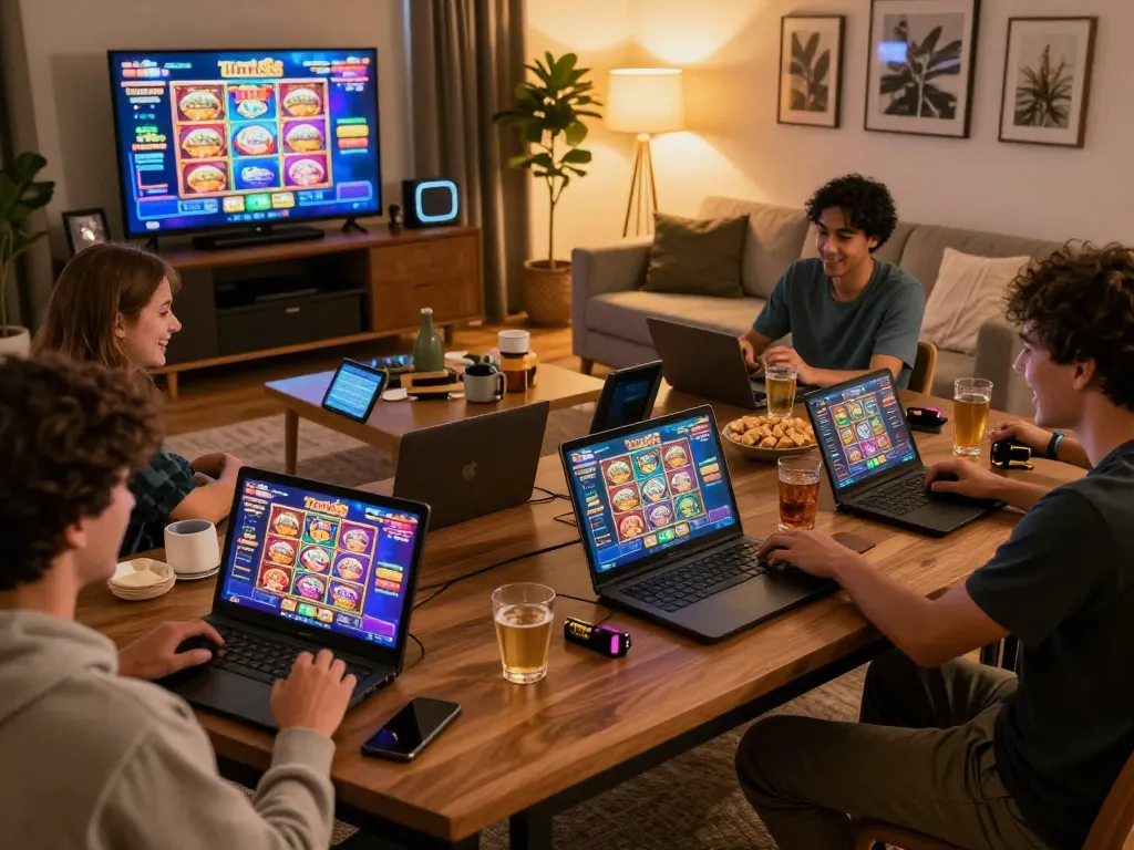 Twin68 players enjoying dynamic online gaming experience on mobile devices in a warm and inviting atmosphere