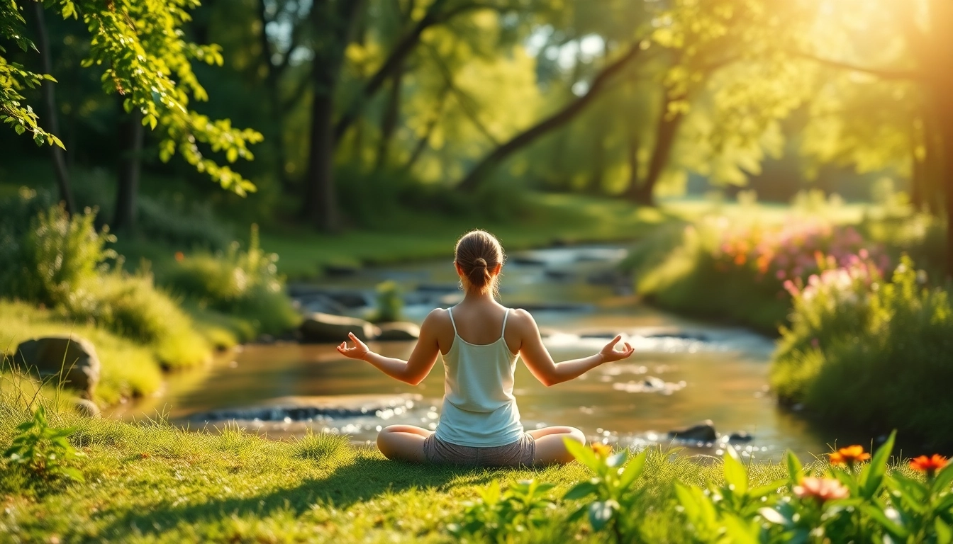 Promoting mental wellness through a serene meditation scene in nature.