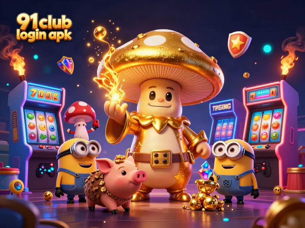 Play the exciting games on 91 club login apk with a 3D fantasy illustration showcasing magical elements.