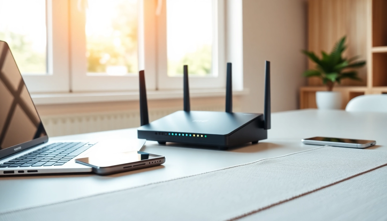 Setting up a pre configured vpn router with a modern laptop and smartphone in a home office