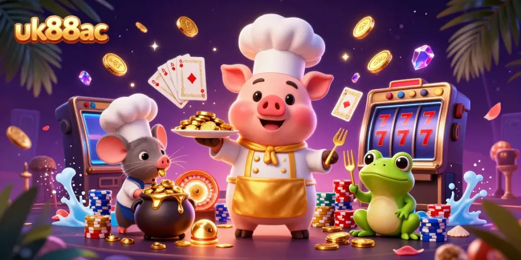 Engage with uk88ac's exciting casino scene featuring vibrant characters and dynamic game elements.