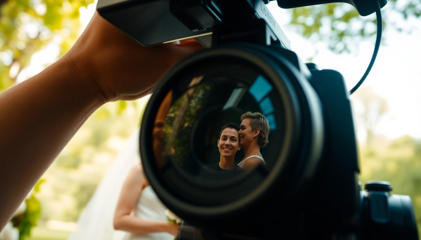 Videographer executing video capture of a wedding, highlighting emotional moments in natural light.