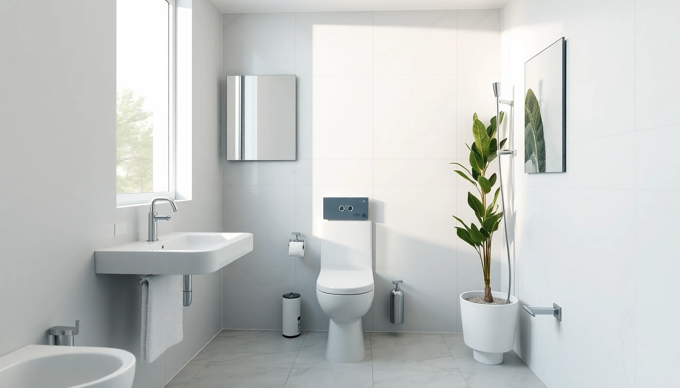 Sonni sanitär Produkte in einem modernen Badezimmer installieren.