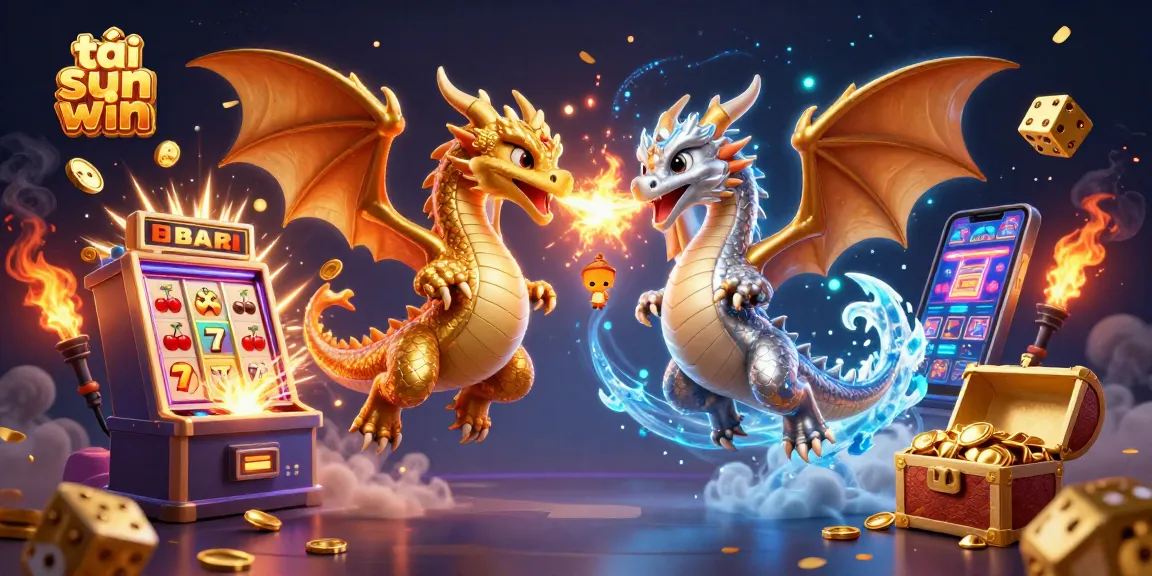 Spin to win big with tải sun win in this dynamic 3D casino illustration featuring dragons and jackpots.