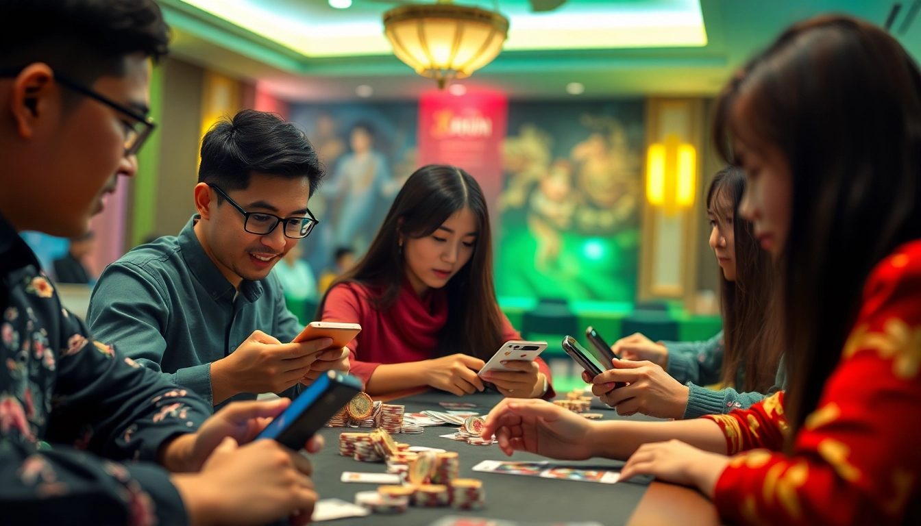 Engaged players enjoying topgamebaidoithuong.mx card games in an exciting online environment.
