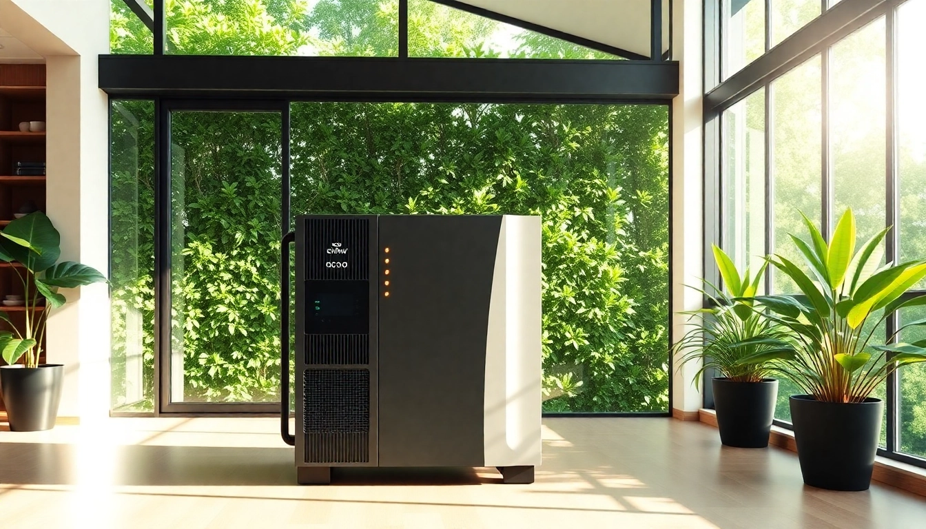 Powering devices with EcoFlow in a modern home surrounded by greenery.