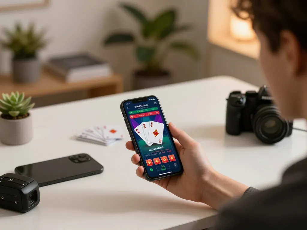 MB88 mobile gaming scene with a user actively betting on blackjack using a smartphone