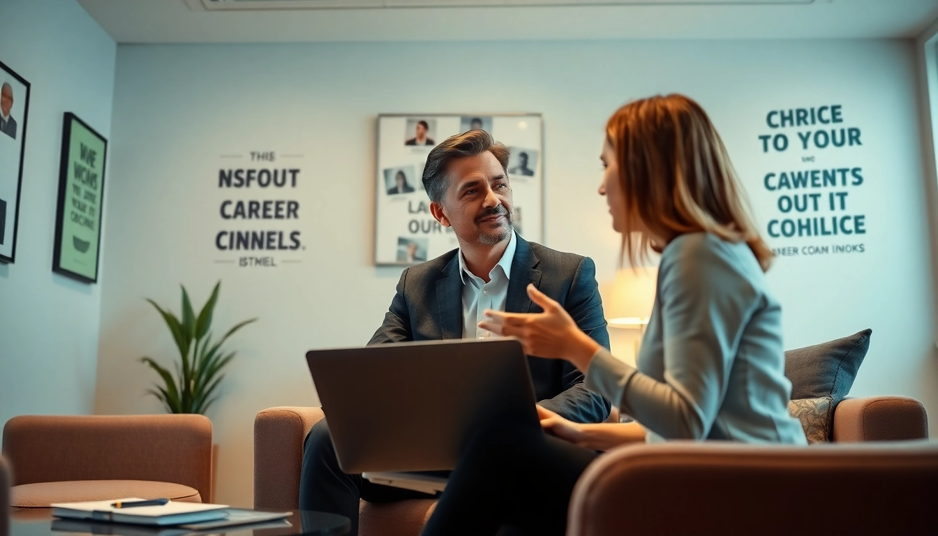 Learn how to find my perfect career with an engaging career coach in a modern office.