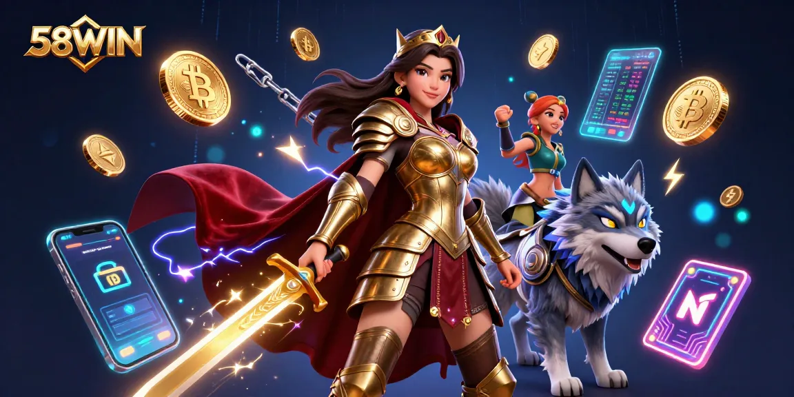 Experience thrilling wins at 58WIN with vibrant gaming illustrations showcasing excitement and unique gameplay.