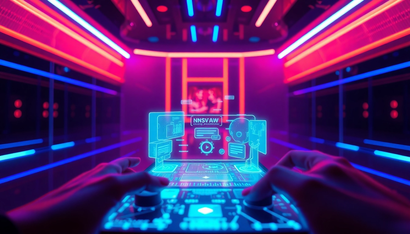 Futuristic NSFW AI digital landscape showcasing innovative chat experiences.