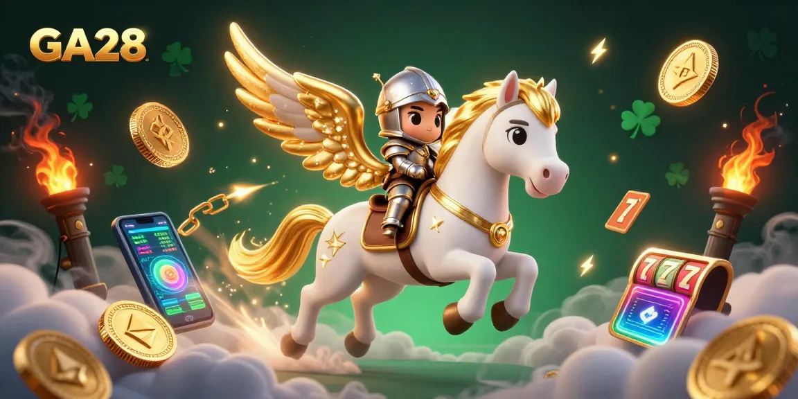 Join the thrilling world of casino gaming with GA28 featuring a celestial horse and crypto elements.