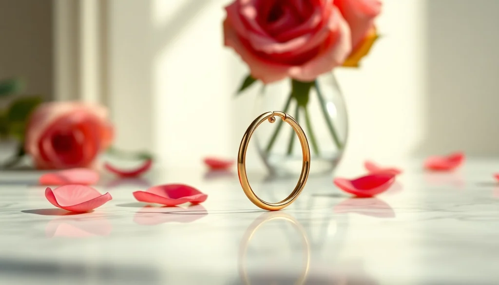 Showcasing stunning Valentine’s Day cartilage hoop earrings UK against a romantic backdrop of rose petals.