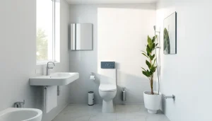Sonni sanitär Produkte in einem modernen Badezimmer installieren.