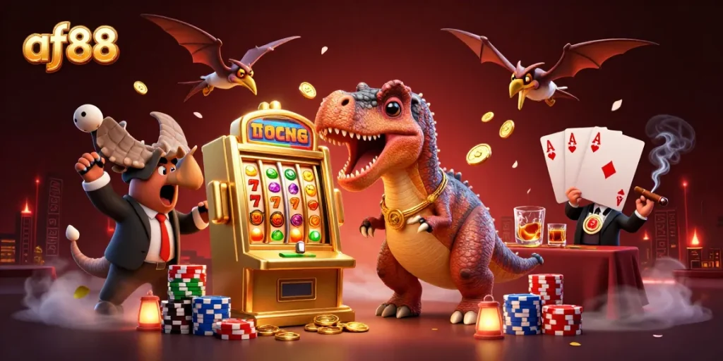 Experience af88 as a pachycephalosaurus breaks a slot machine, creating a jackpot frenzy.